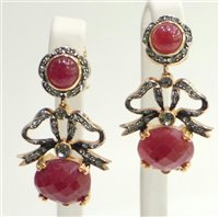 Orecchini Stocco Gioielli Donna in Argento Rubino COD553-05 - COD553-05